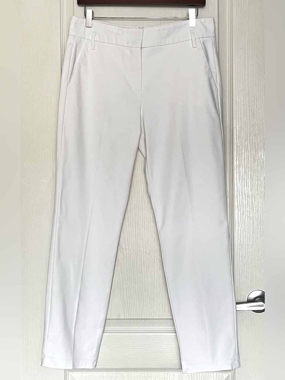 Judith & Charles White Stretch Cotton Tailored Cropped Ankle Pants Size 8 Office